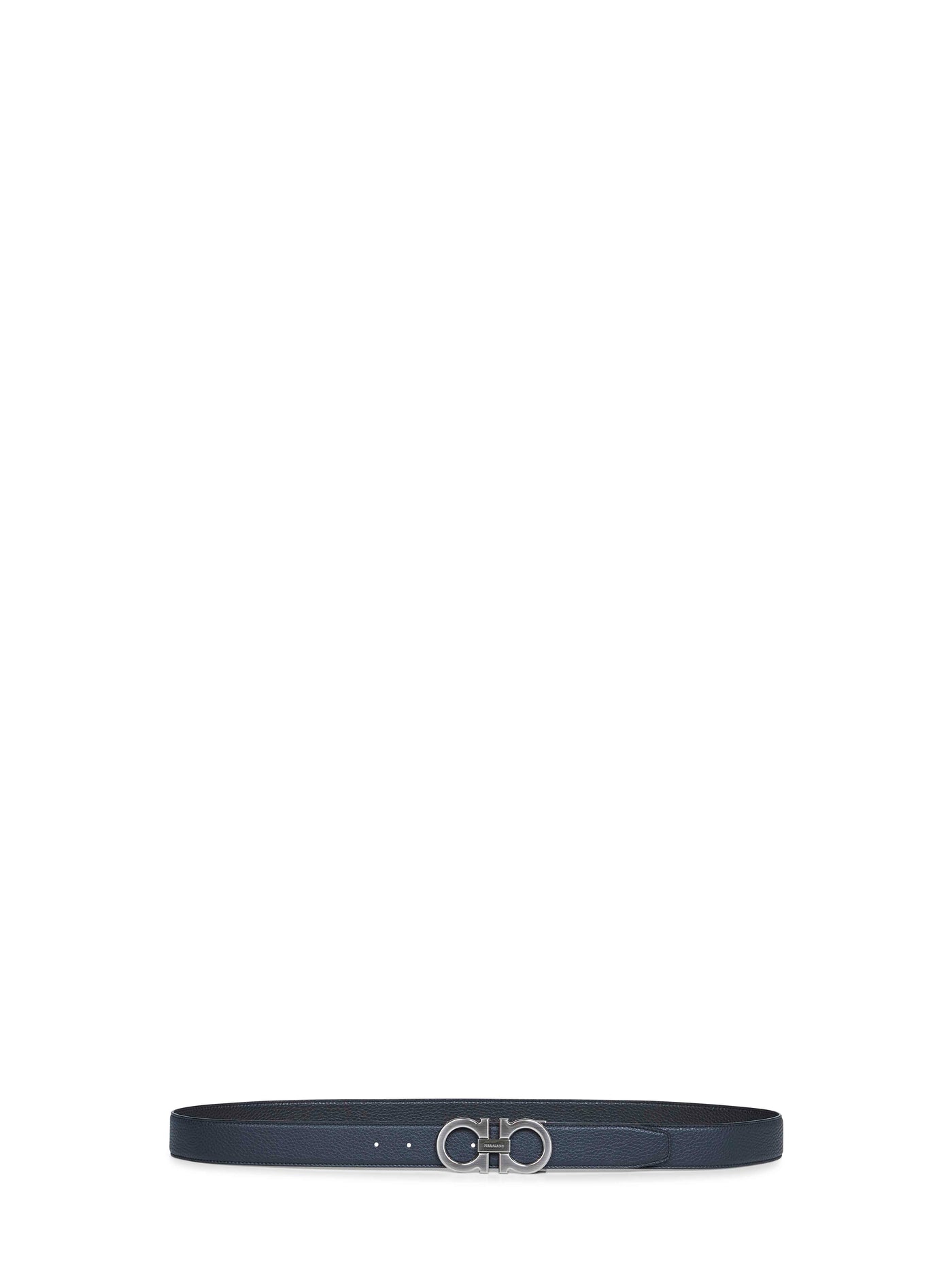 Ferragamo Two-Tone Gancini Reversible Belt — Blue Calf Leather