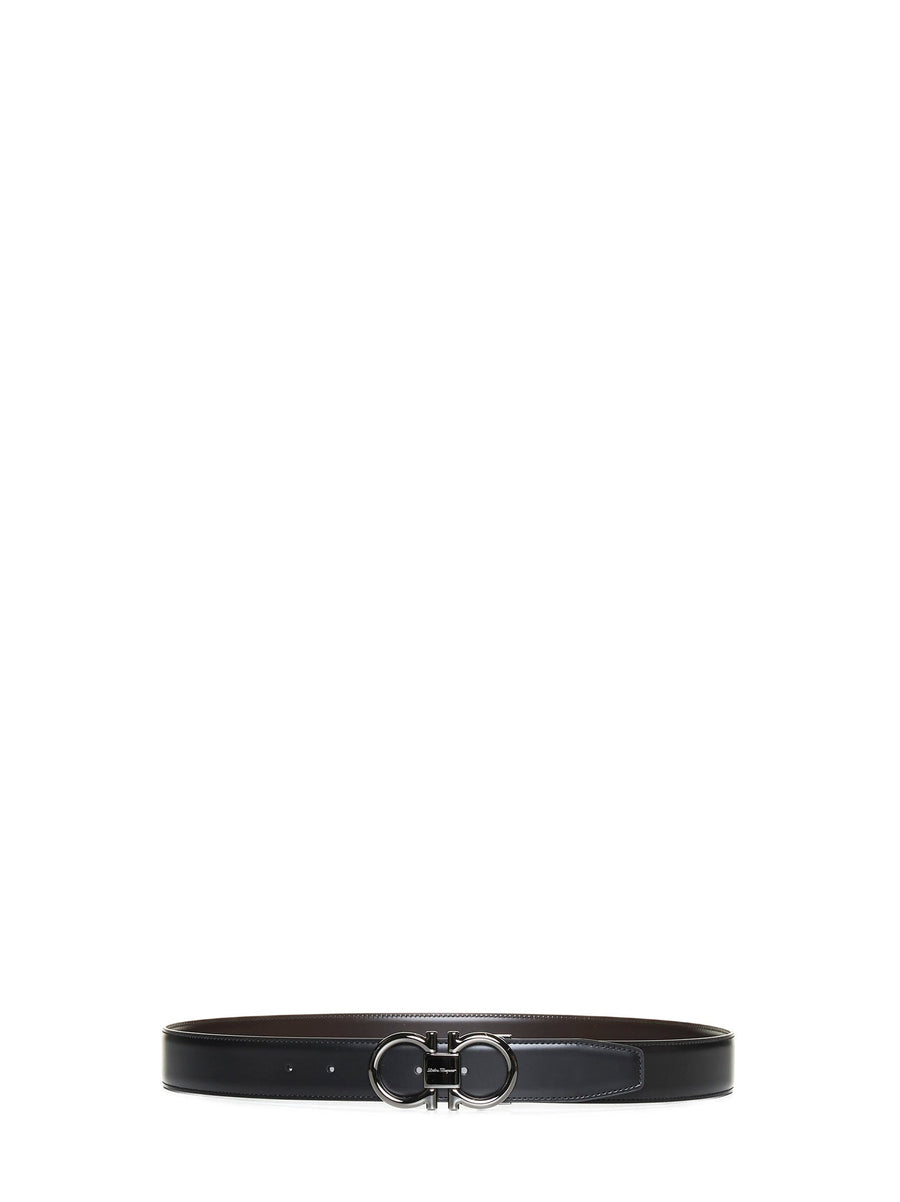 Ferragamo Gancini Belt — Black Calf Leather