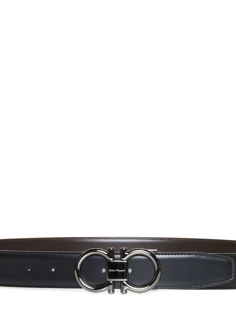 Ferragamo Gancini Belt — Black Calf Leather