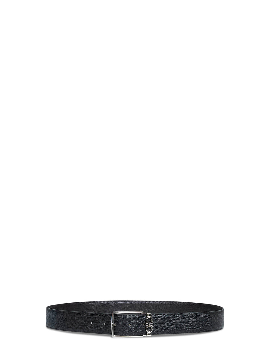 Ferragamo Gancini Belt — Black Calf Leather