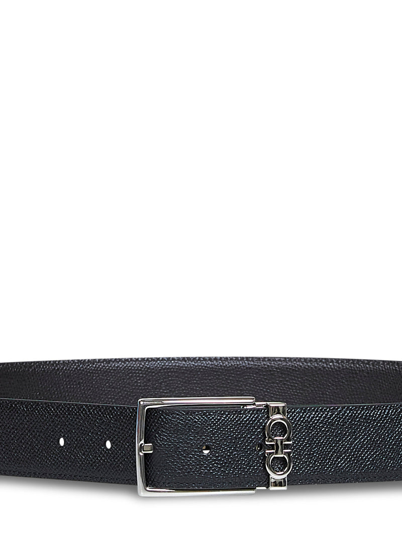 Ferragamo Gancini Belt — Black Calf Leather