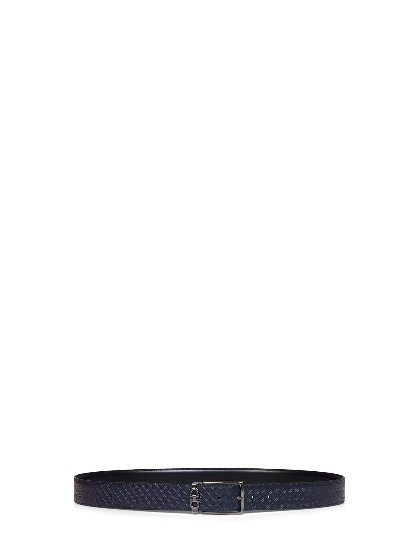 Ferragamo Reversible Leather Belt — Navy Calf