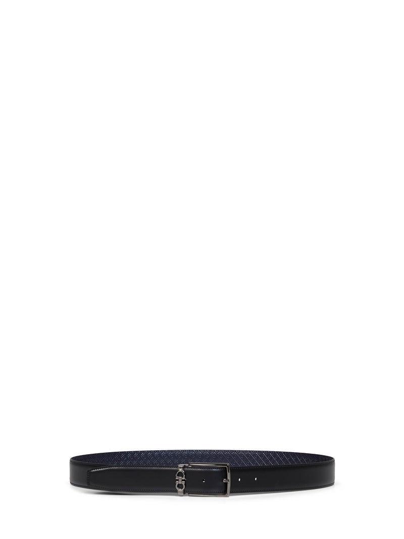 Ferragamo Reversible Leather Belt — Navy Calf