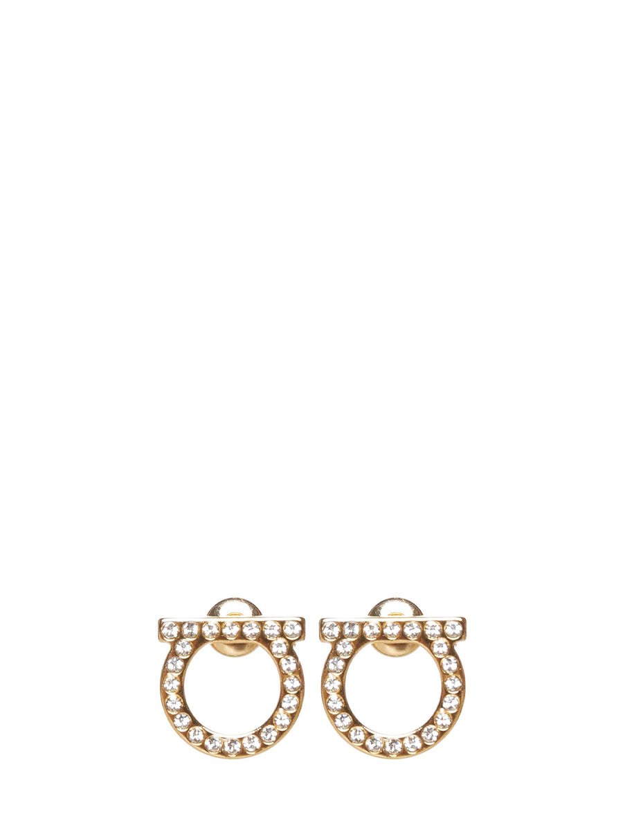 Ferragamo Pearl-Accented Earrings — Gold Brass