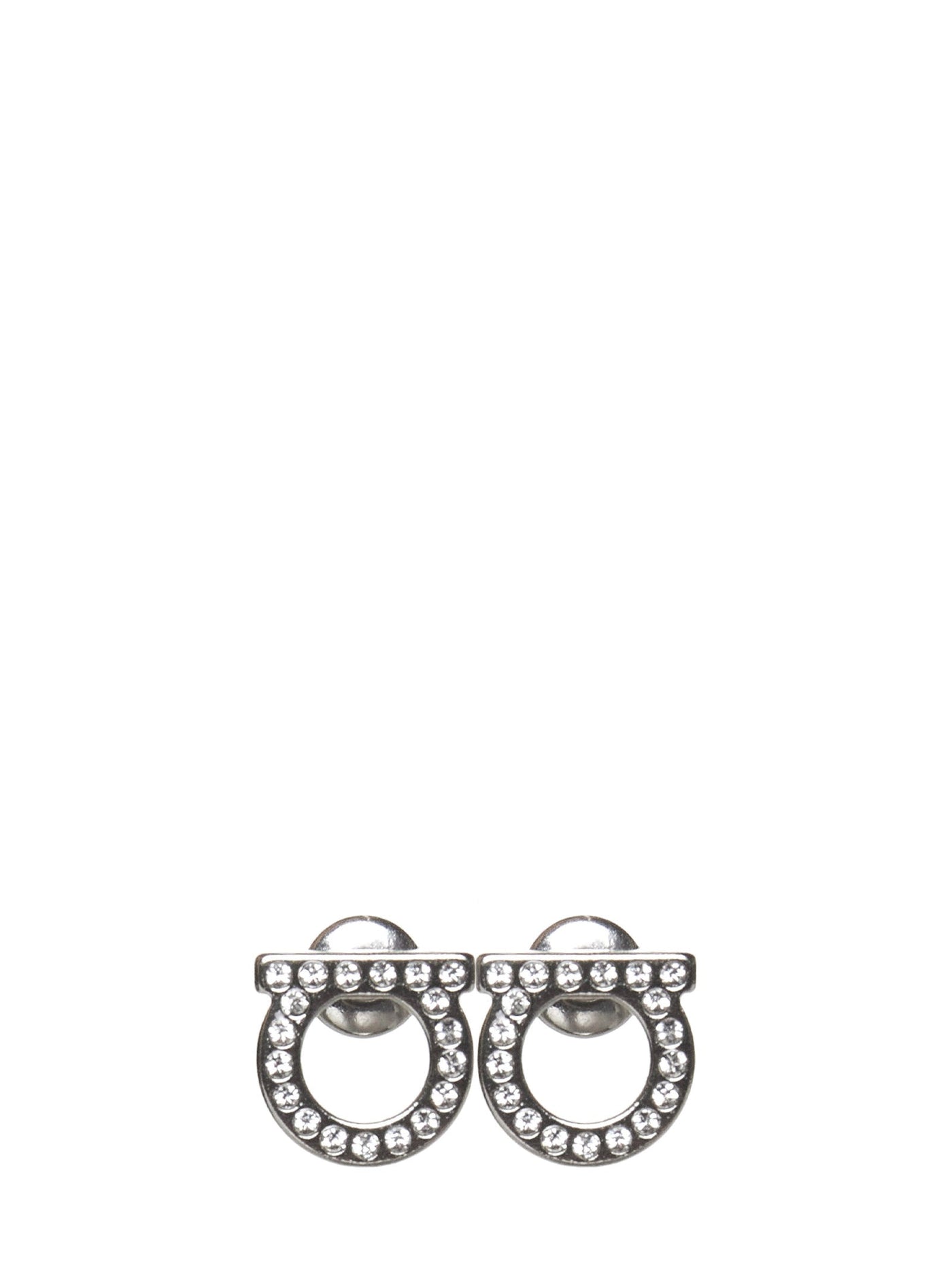 Ferragamo Gancini Earrings — Silver Glass Fibre
