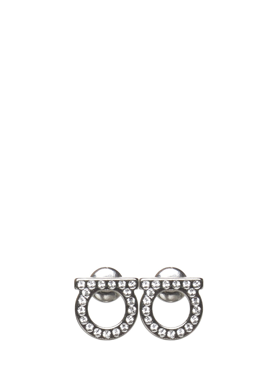 Ferragamo Gancini Earrings — Silver Glass Fibre