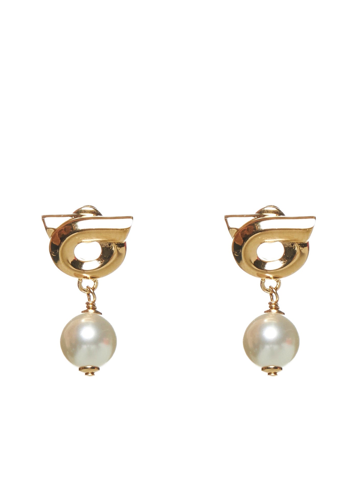 Ferragamo Pearl-Drop Hook Earrings — Gold Brass