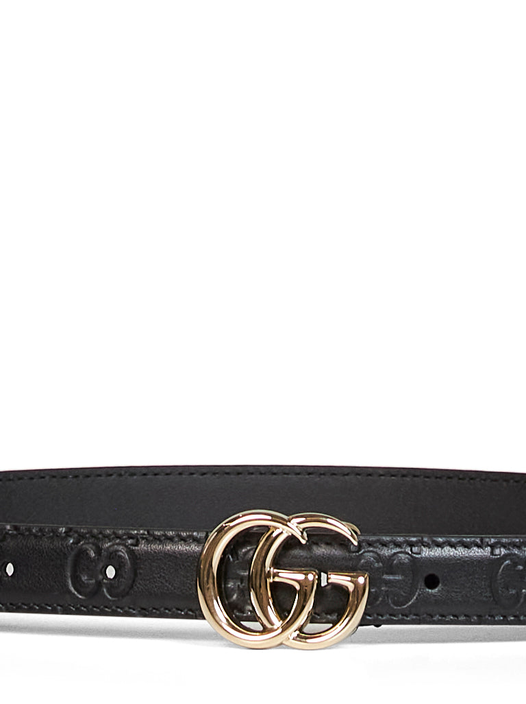 Gucci Gg Marmont Belt — Black Calfskin
