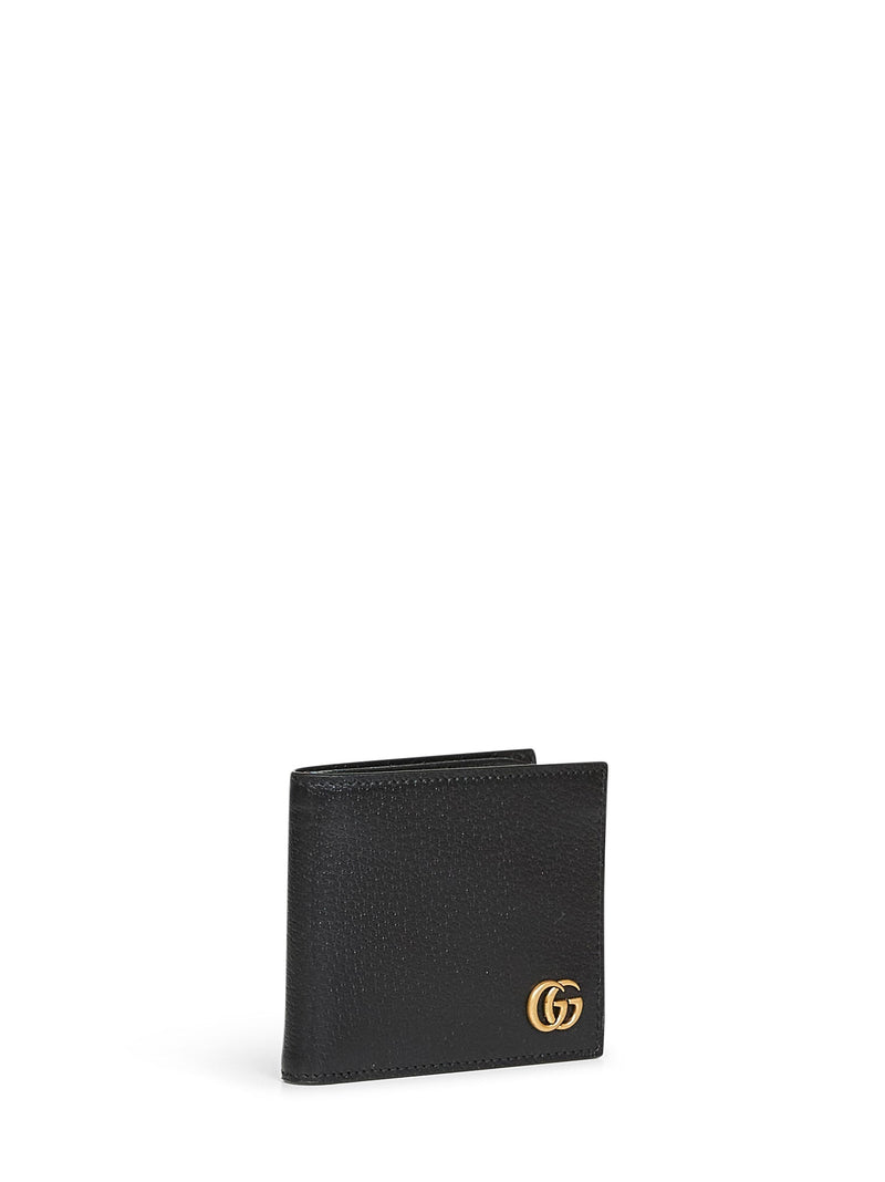 Gucci Gg Marmont Bi-Fold Wallet — Black Calf Leather & Cardholders