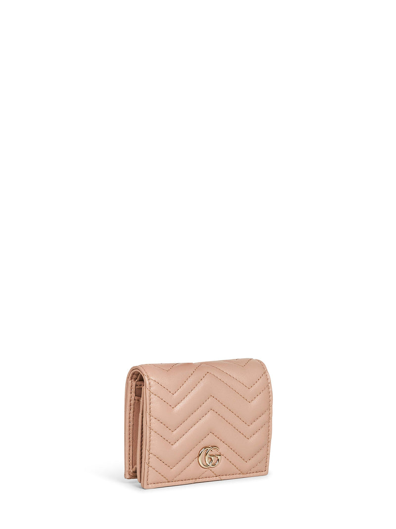 Gucci Gg Marmont Card Case Wallet — Pink Lambskin & Purses