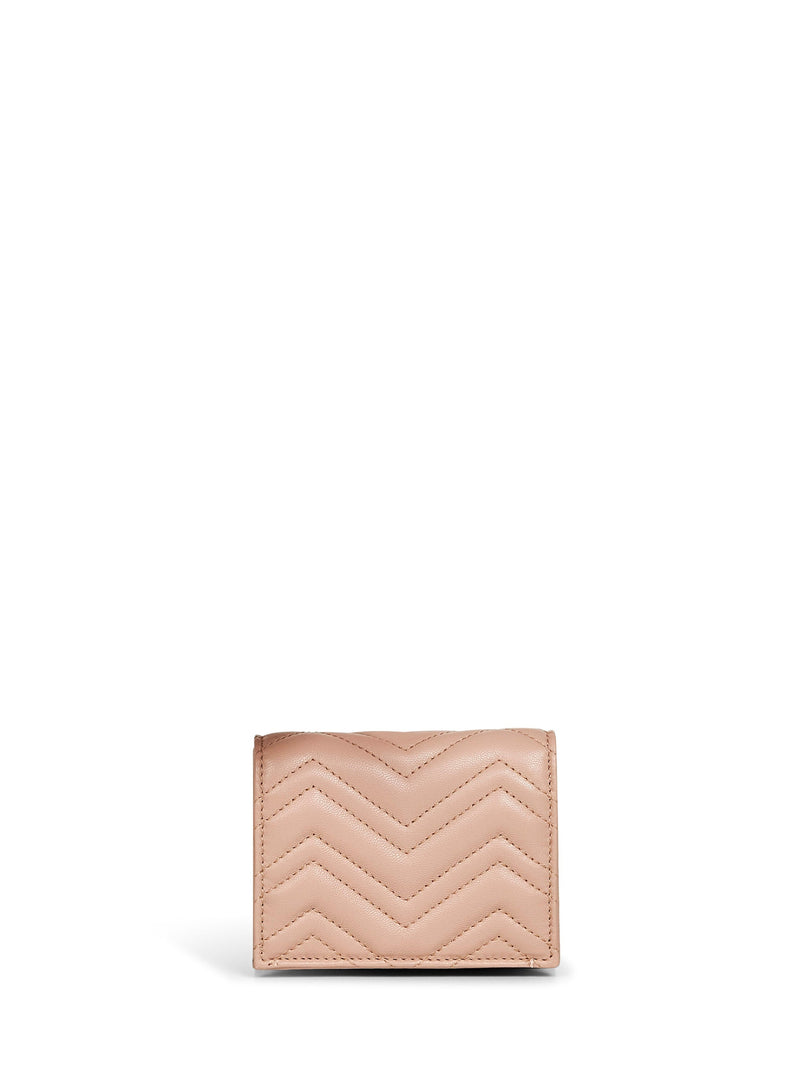Gucci Gg Marmont Card Case Wallet — Pink Lambskin & Purses