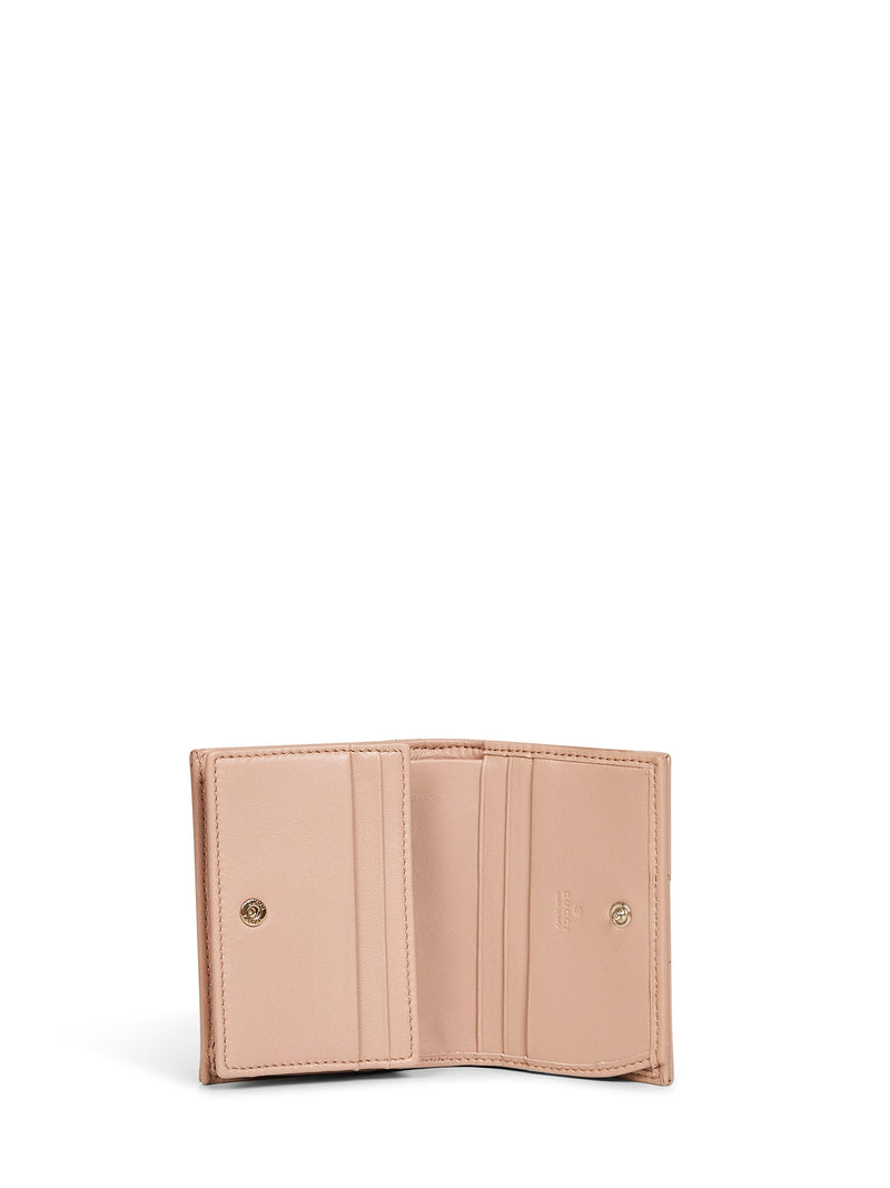 Gucci Gg Marmont Card Case Wallet — Pink Lambskin & Purses