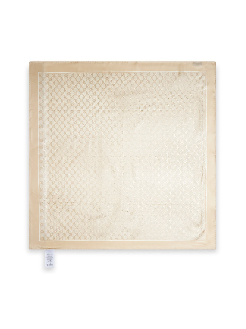 Gucci Silk Lamé Gg Scarf — Beige Scarfs