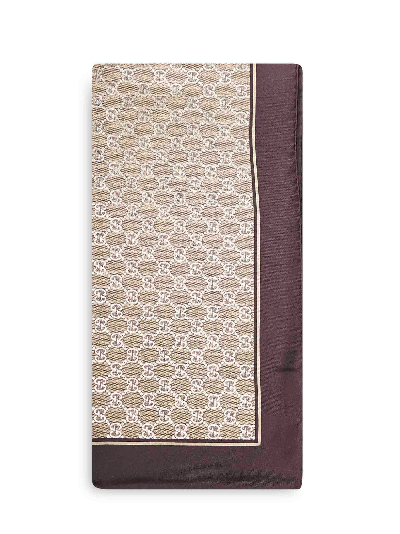 Gucci Silk Twill Gg Lamé Scarf — Brown Scarfs