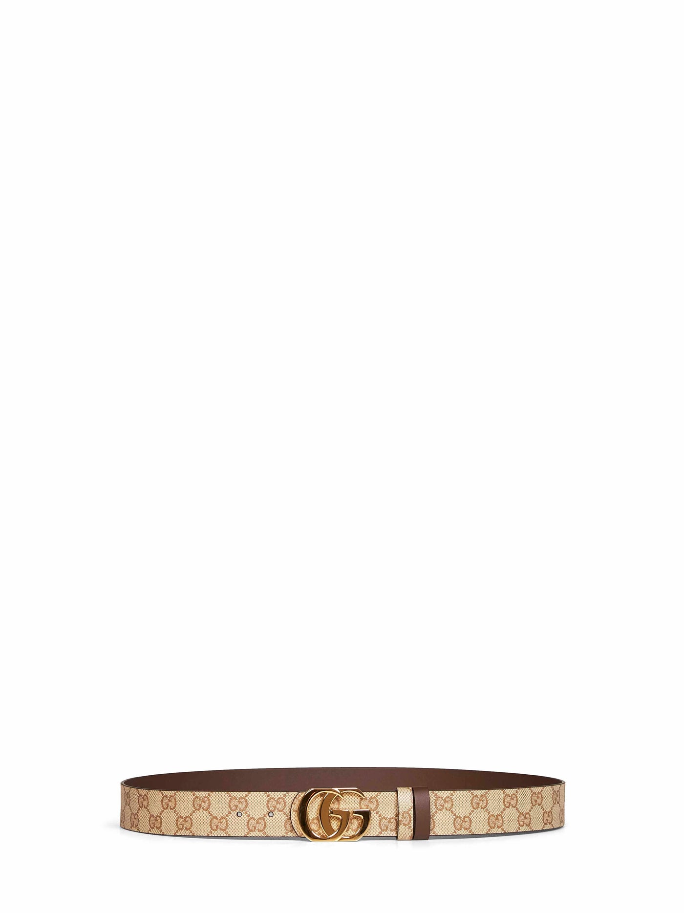 Gucci Reversible Canvas And Leather Belt — Beige Fabric Calf