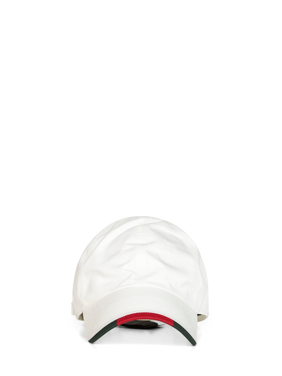 Gucci 875670faf8r9066 Web-Trimmed Baseball Cap — White Polyester Caps