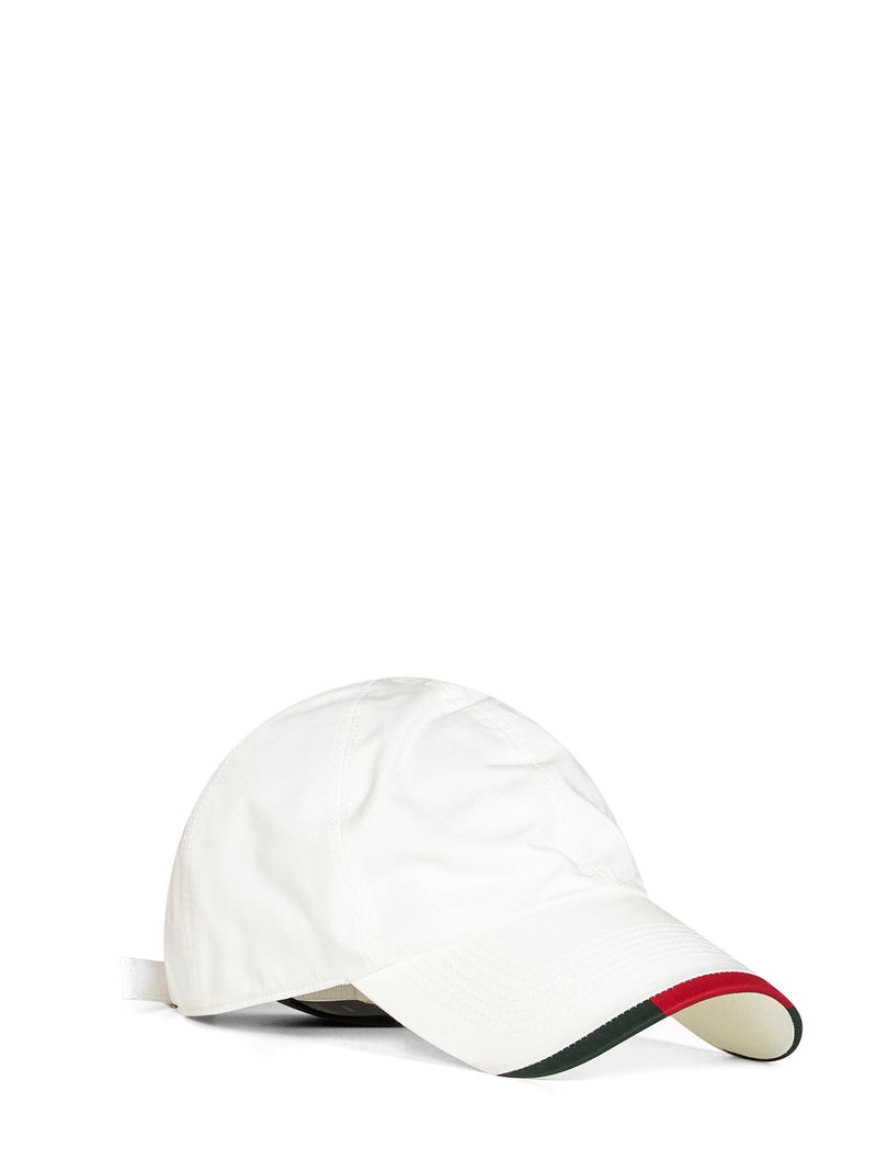Gucci 875670faf8r9066 Web-Trimmed Baseball Cap — White Polyester Caps