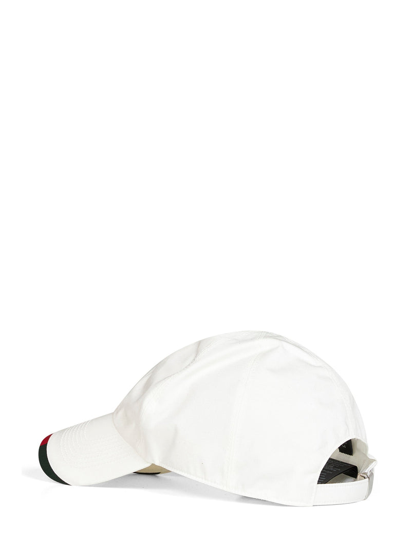 Gucci 875670faf8r9066 Web-Trimmed Baseball Cap — White Polyester Caps