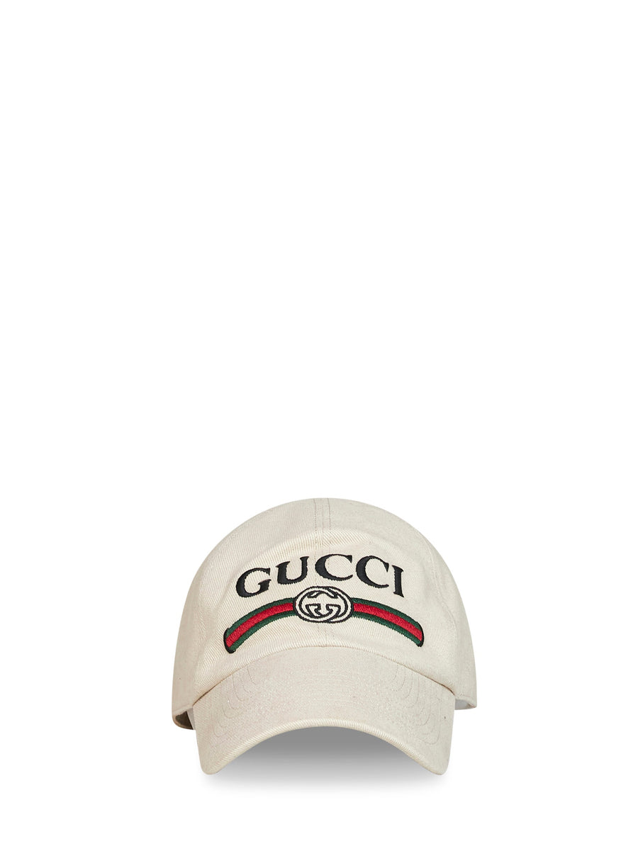 Gucci 8757364hbkh9779 Logo-Embroidered Cotton Baseball Cap — Beige Caps