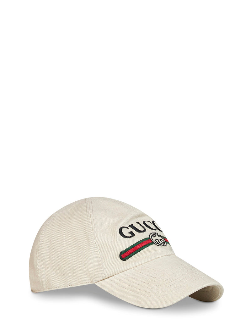 Gucci 8757364hbkh9779 Logo-Embroidered Cotton Baseball Cap — Beige Caps