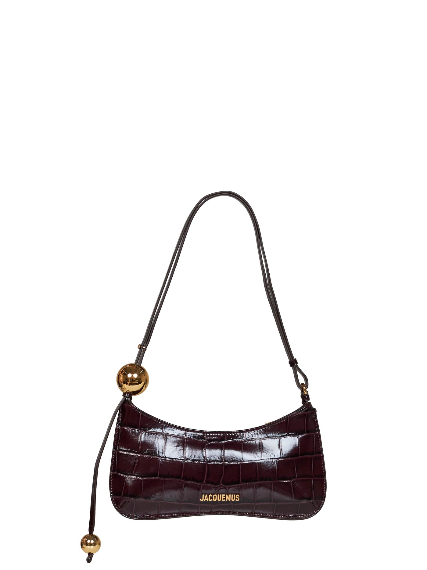Jacquemus Bisou Perle Shoulder Bag — Burgundy Calf Leather