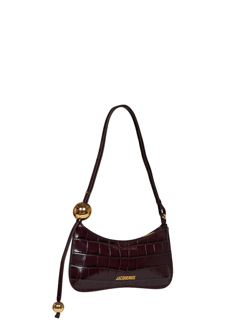 Jacquemus Bisou Perle Shoulder Bag — Burgundy Calf Leather