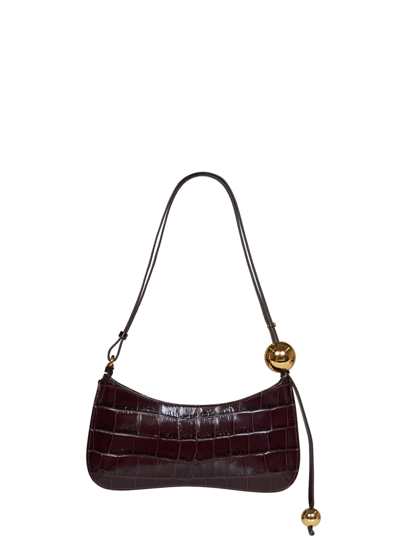 Jacquemus Bisou Perle Shoulder Bag — Burgundy Calf Leather