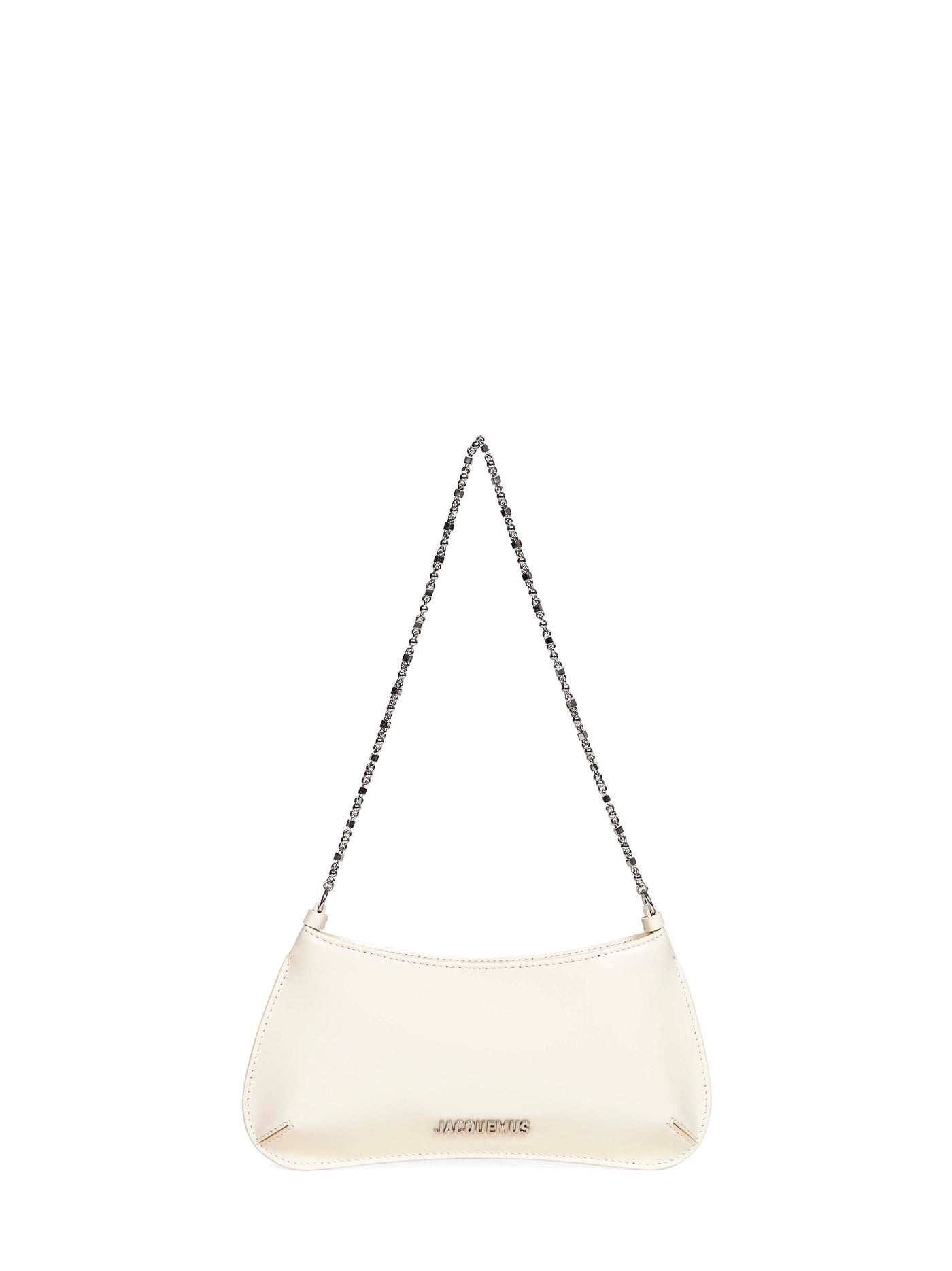Jacquemus Bisou Chaîne Shoulder Bag — White Calf Leather