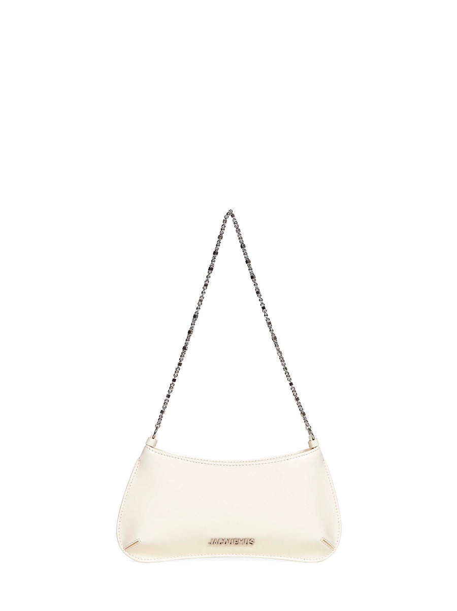 Jacquemus Bisou Chaîne Shoulder Bag — White Calf Leather
