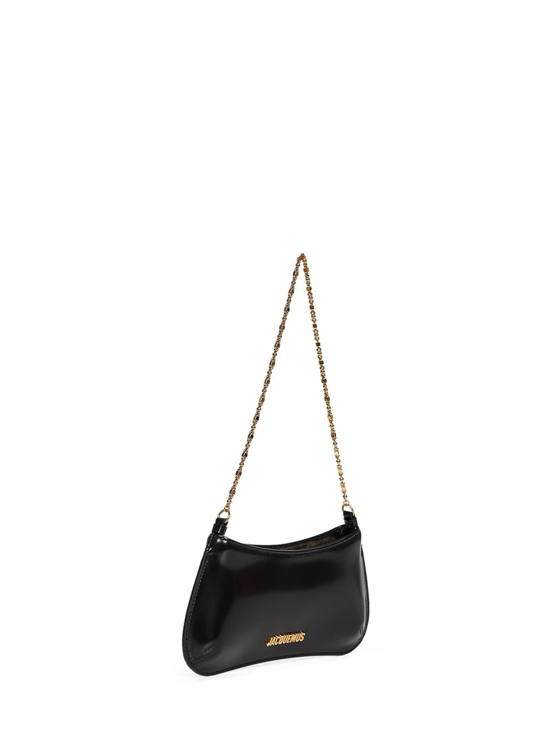 Jacquemus Small Bisou Chaine Shoulder Bag — Black Calf Leather