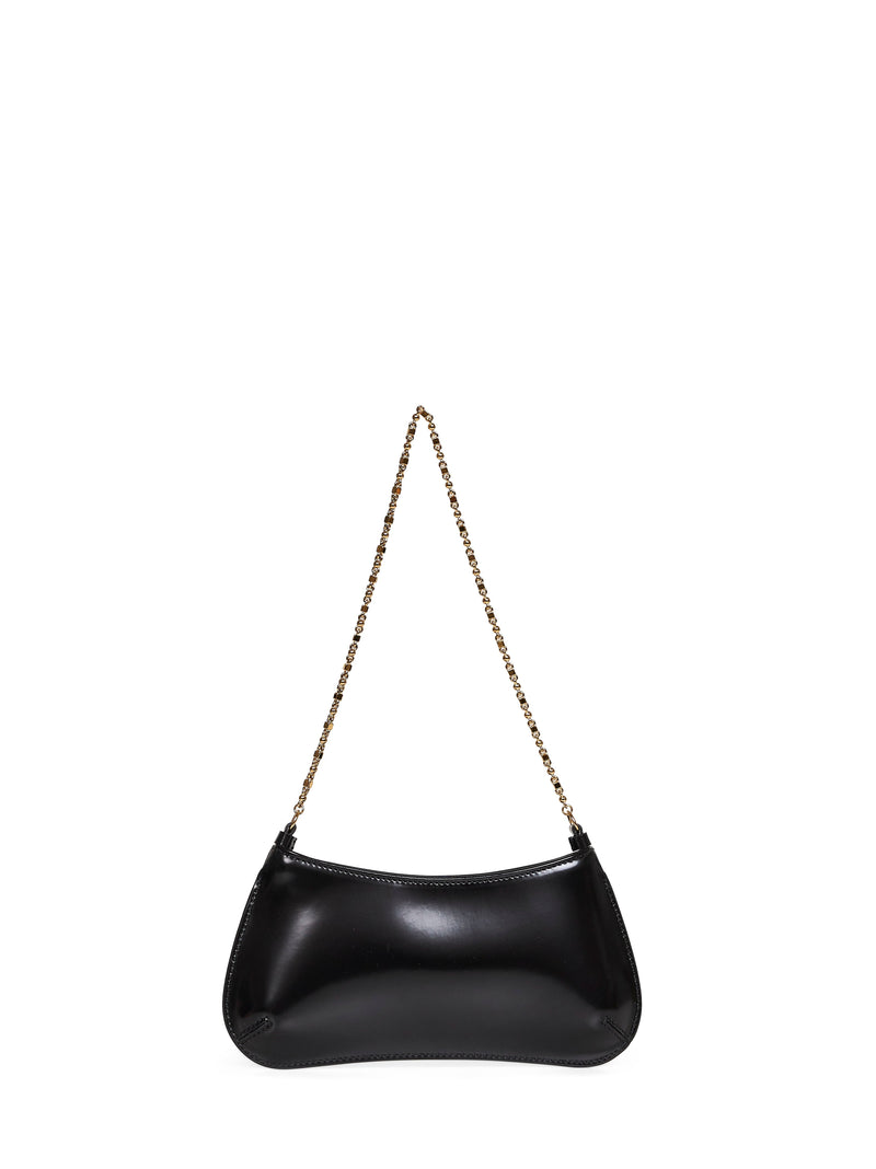 Jacquemus Small Bisou Chaine Shoulder Bag — Black Calf Leather
