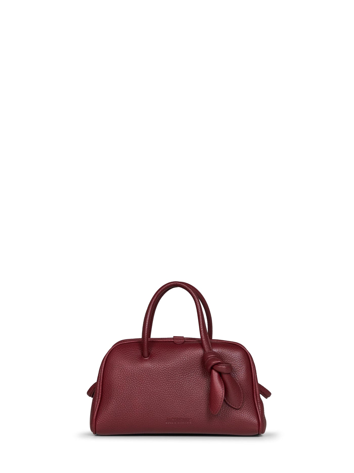 Jacquemus Turismo Top Handle Bag — Burgundy Calf Leather Hand