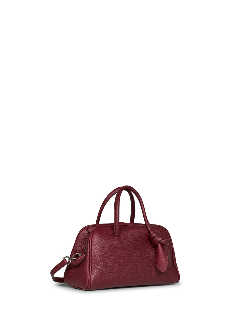 Jacquemus Turismo Top Handle Bag — Burgundy Calf Leather Hand