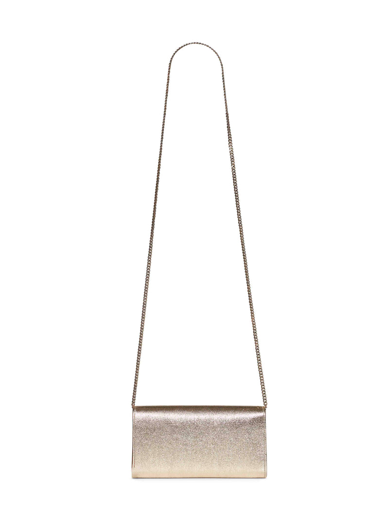 Jimmy Choo Metallic Foldover Clutch — Gold Cotton