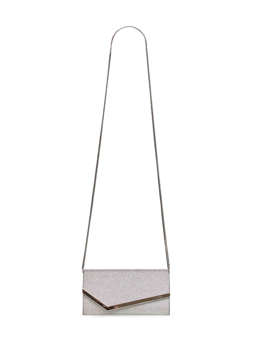 Jimmy Choo Emmie Clutch — Silver Cotton