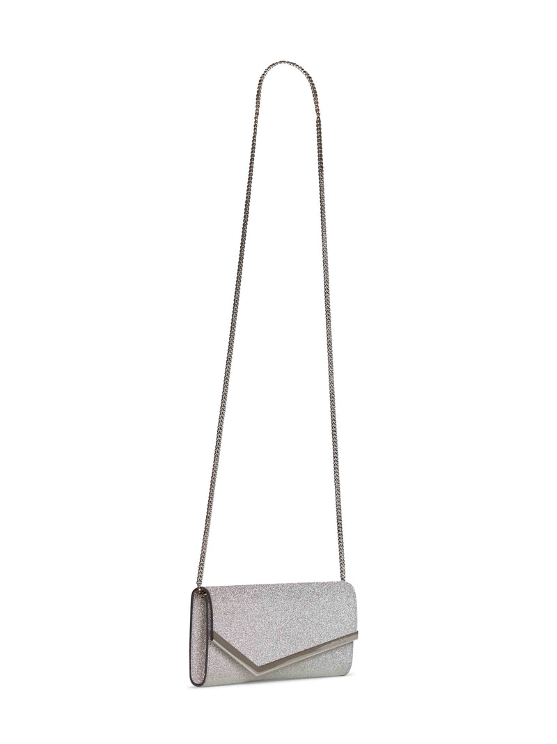Jimmy Choo Emmie Clutch — Silver Cotton