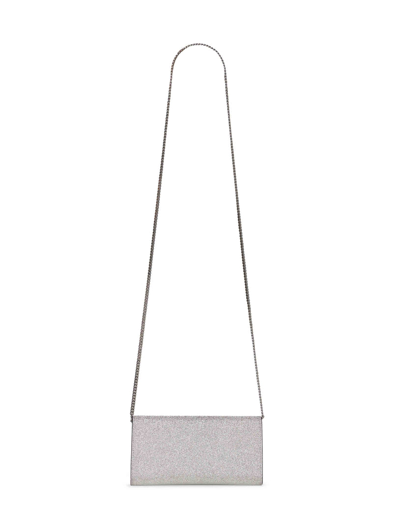 Jimmy Choo Emmie Clutch — Silver Cotton