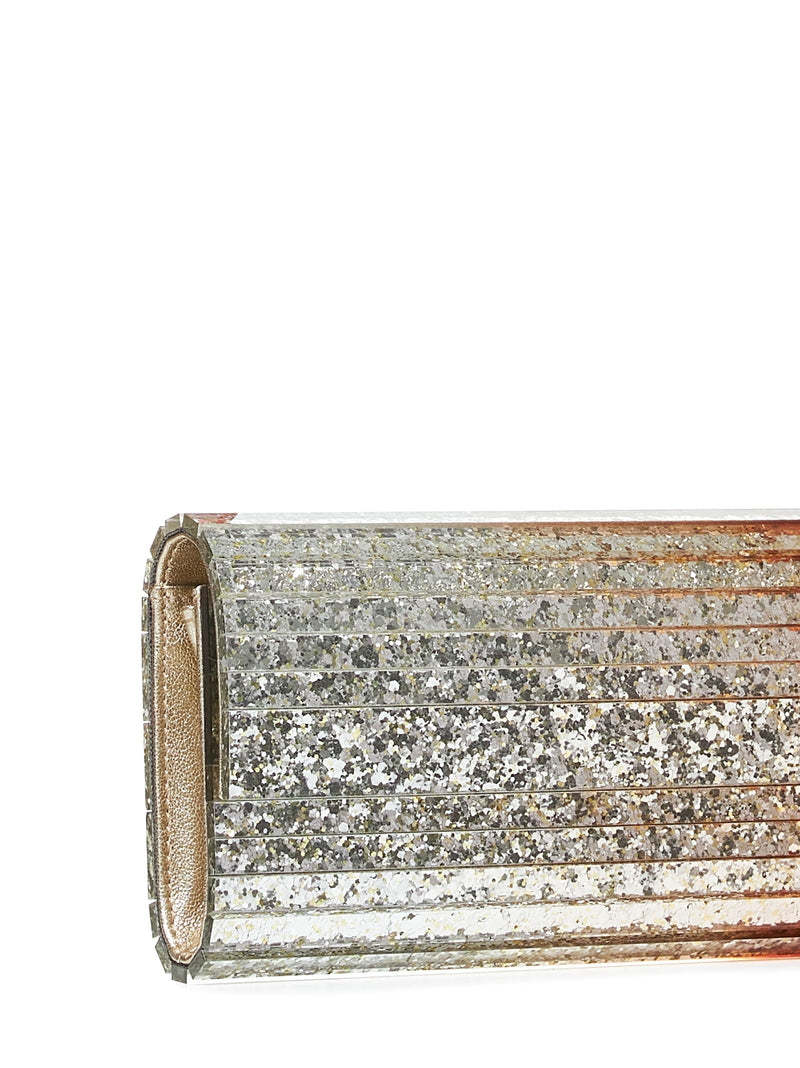 Jimmy Choo Sweetie Clutch — Silver Acrylic Fabric