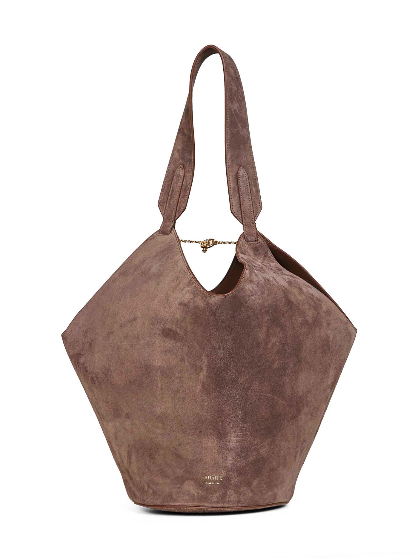 Khaite Cedar Lotus Shoulder Bag — Brown Calfskin