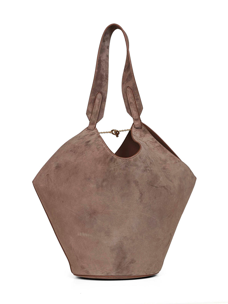 Khaite Cedar Lotus Shoulder Bag — Brown Calfskin