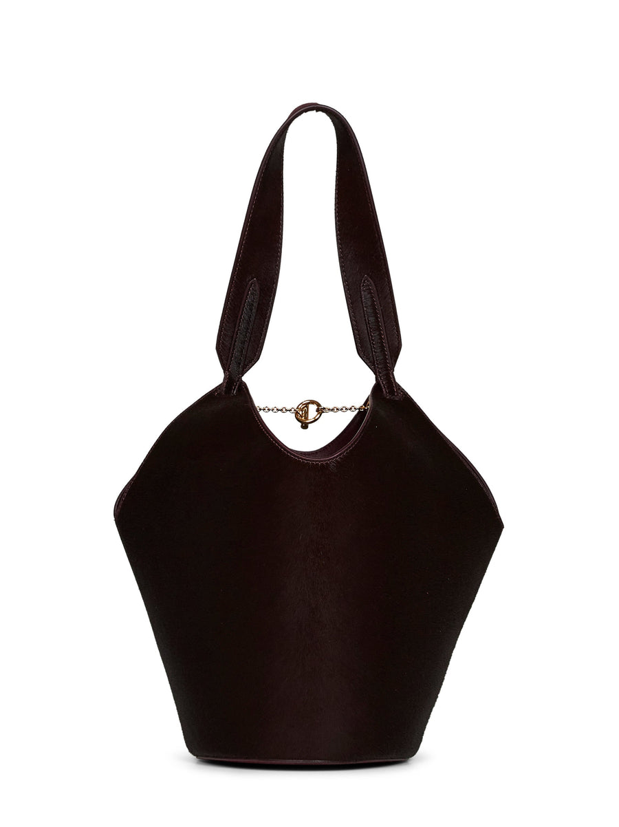Khaite Shoulder Bag — Red Calf Suede; Leather