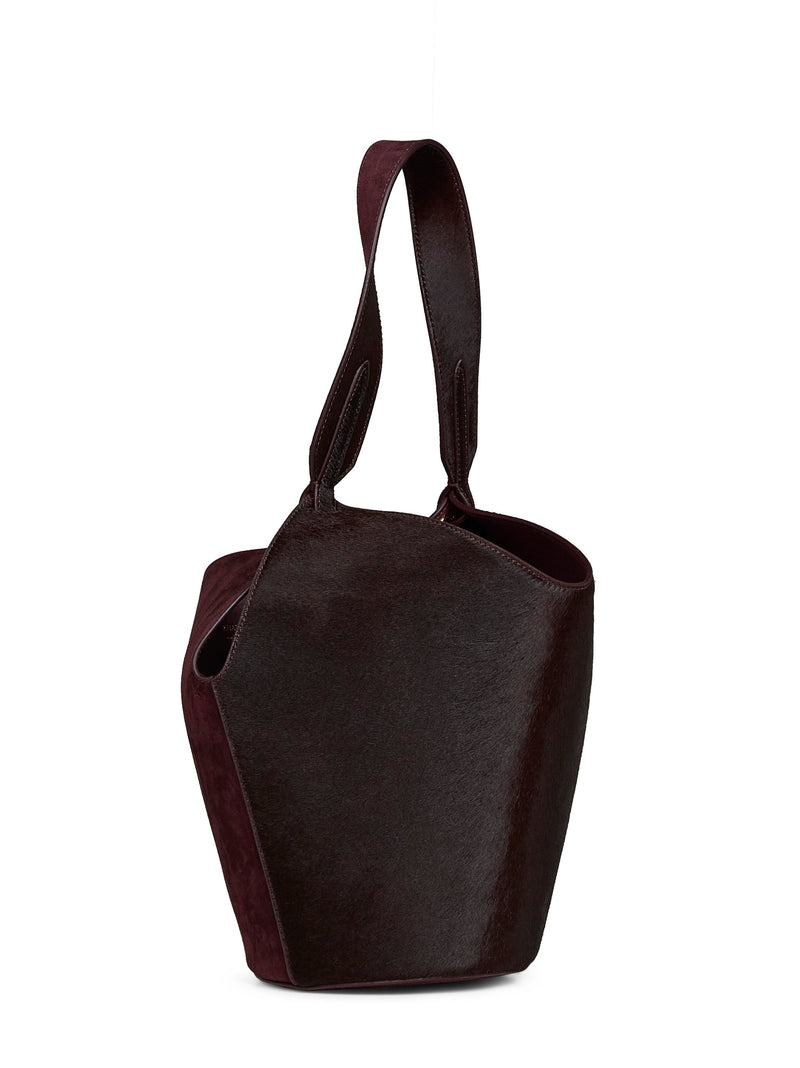 Khaite Shoulder Bag — Red Calf Suede; Leather