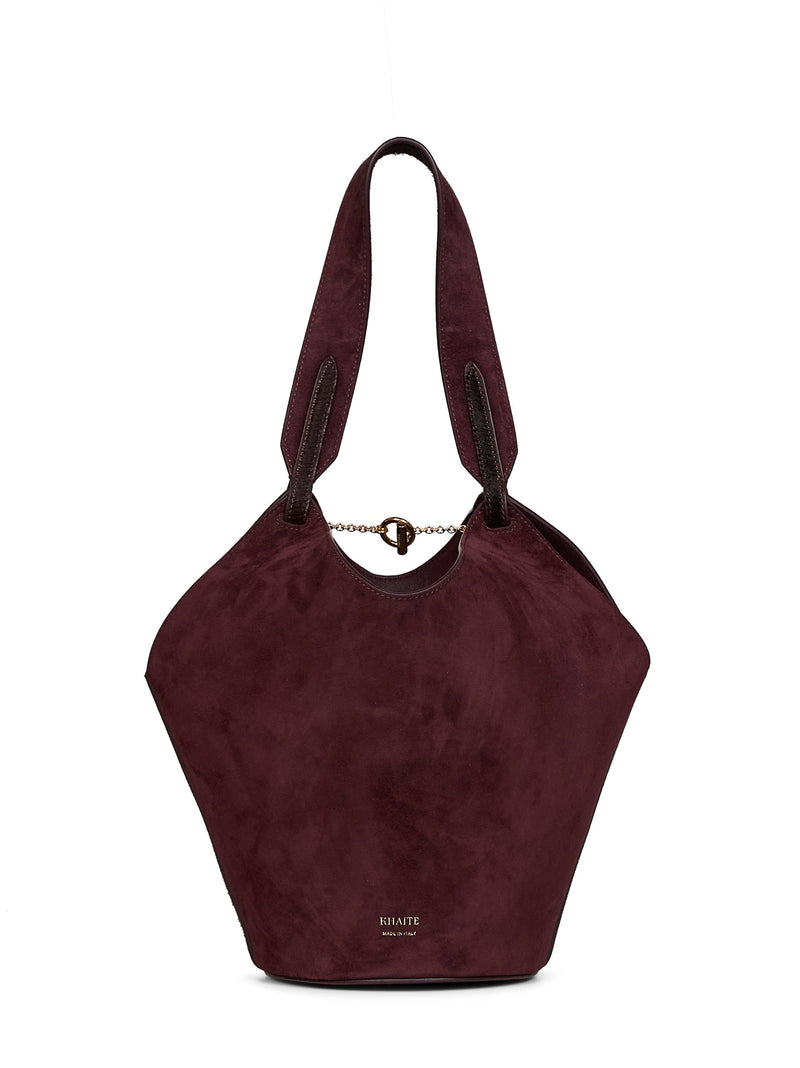 Khaite Shoulder Bag — Red Calf Suede; Leather