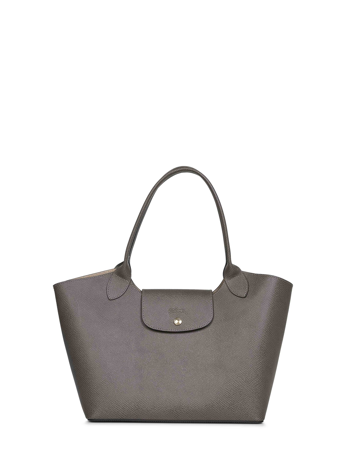 Longchamp Shoulder Bag — Gray Calf Leather