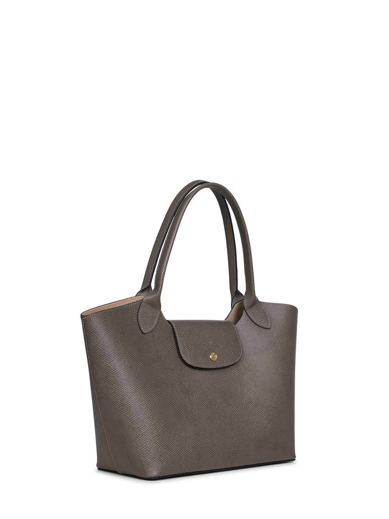 Longchamp Shoulder Bag — Gray Calf Leather