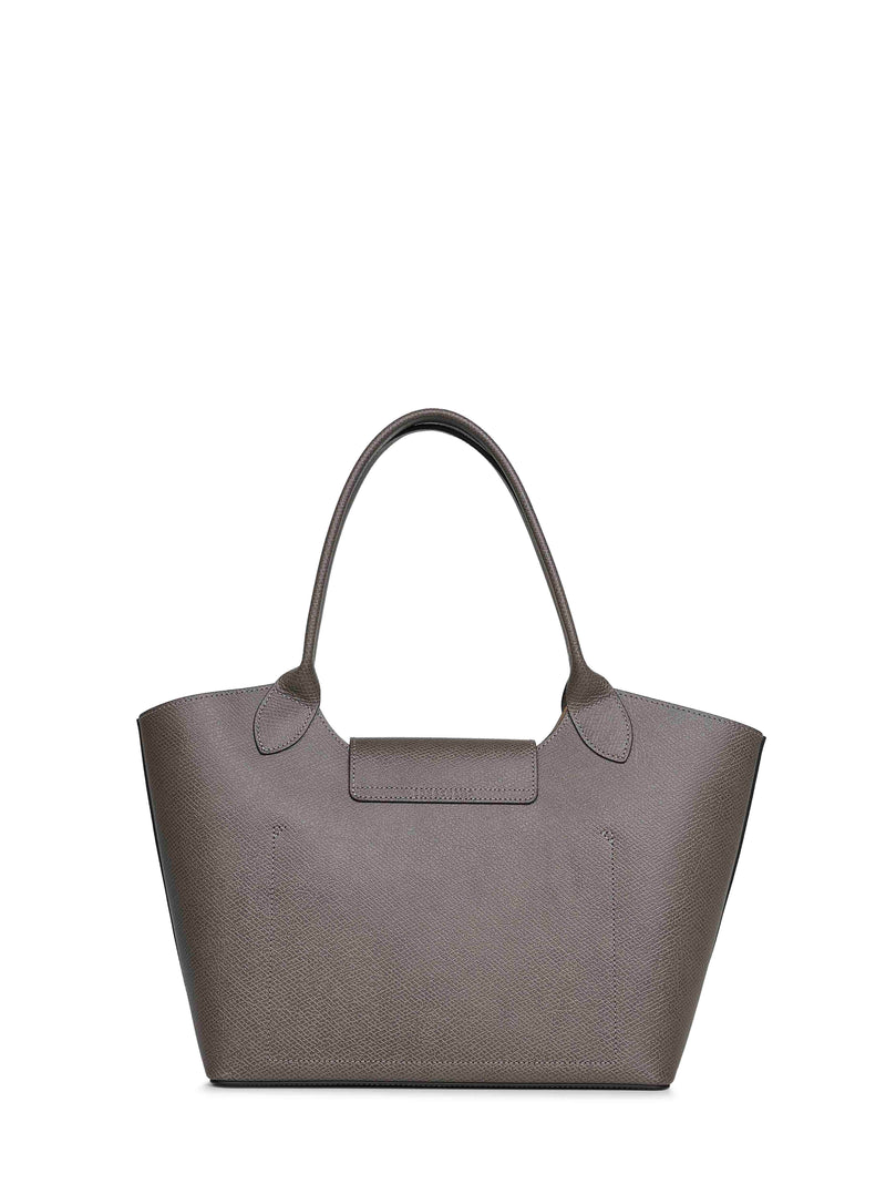 Longchamp Shoulder Bag — Gray Calf Leather