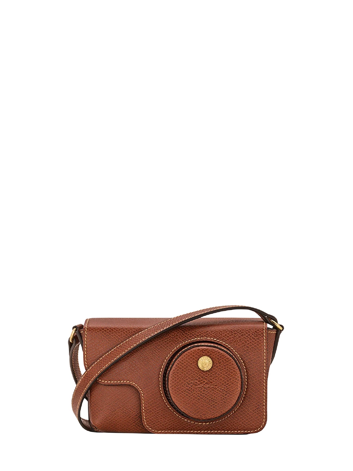 Longchamp Crossbody Bag — Brown Calf Leather