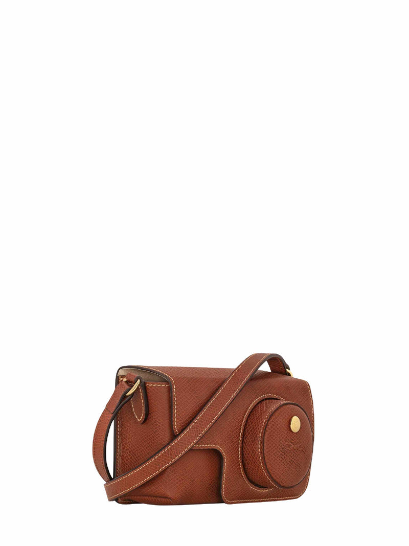 Longchamp Crossbody Bag — Brown Calf Leather