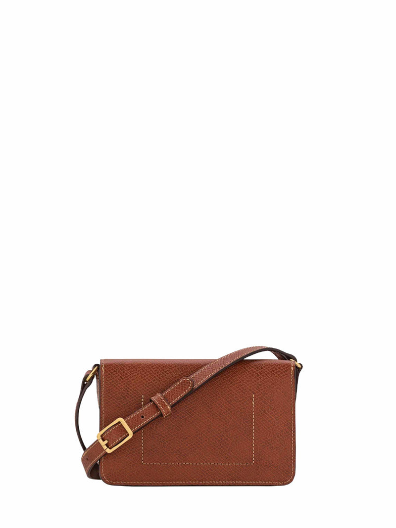 Longchamp Crossbody Bag — Brown Calf Leather