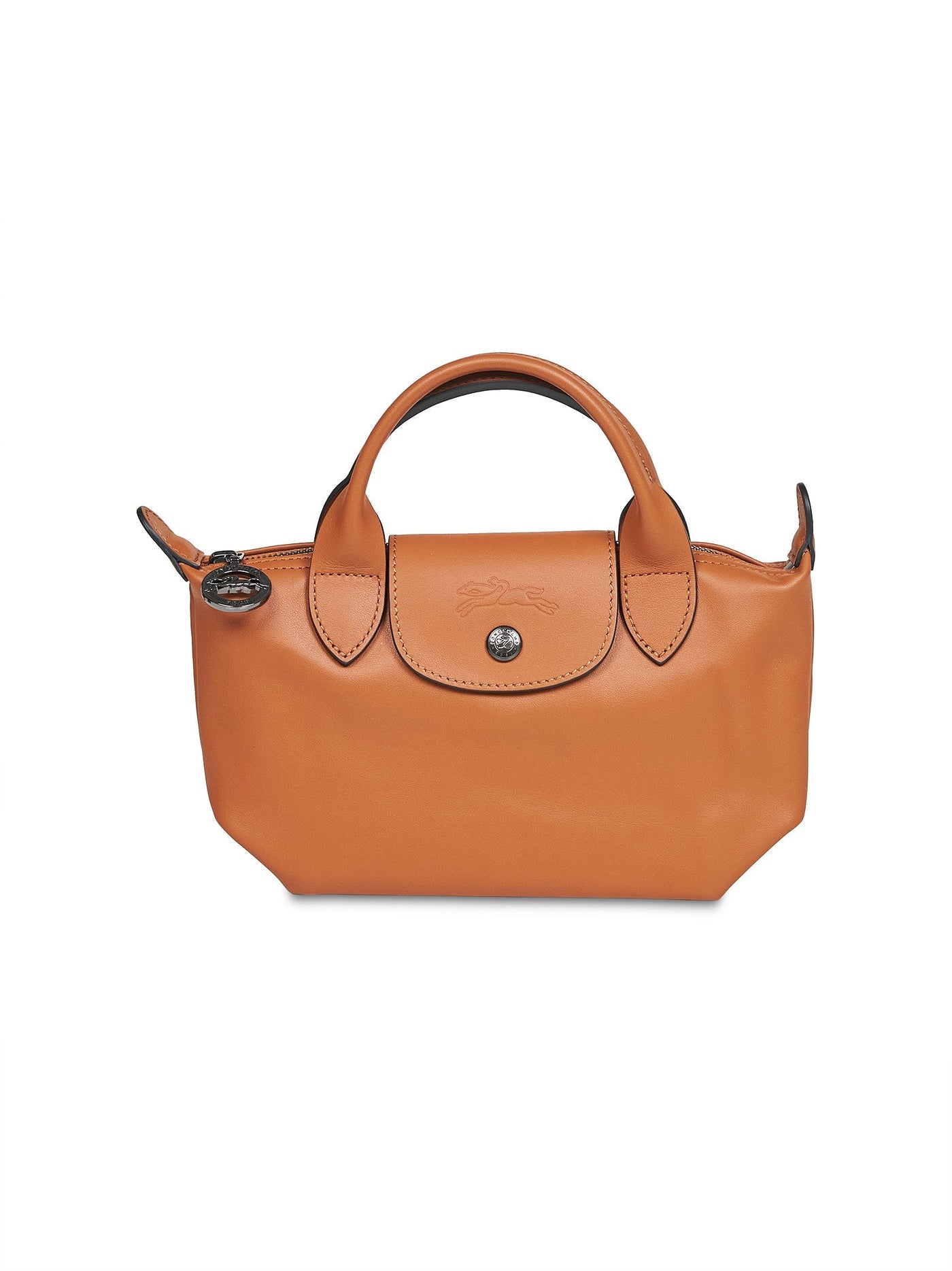 Longchamp Top Handle Bag — Brown Calf Leather